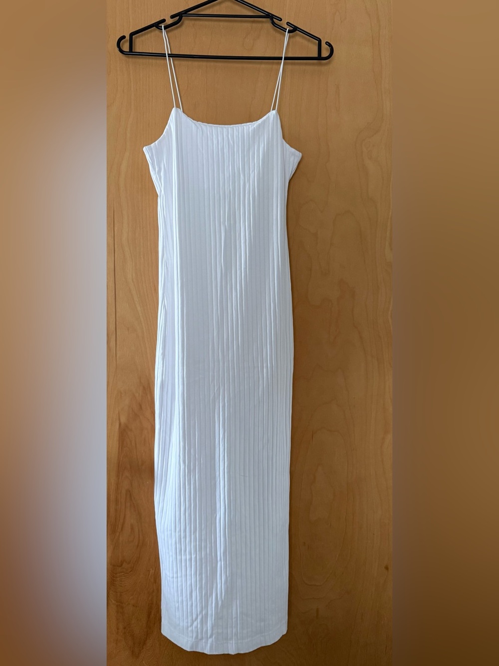 Zara White Ribbed Slip Midi Dress